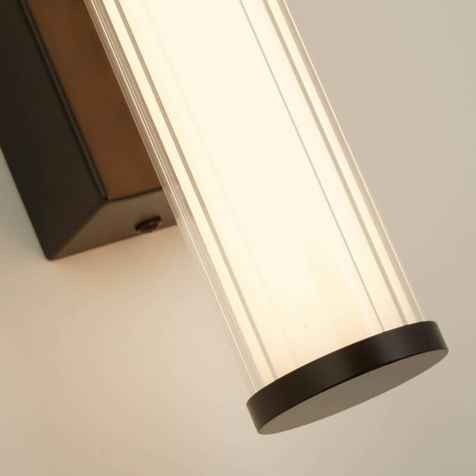 Searchlight Clamp LED wandlamp, zwart/wit staal, glas, IP44