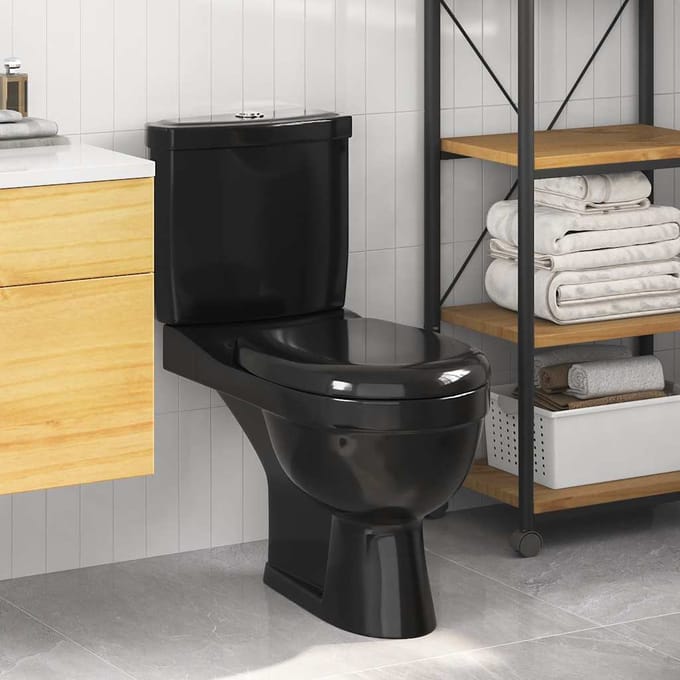 vidaXL - Toilet - met - stortbak - zwart