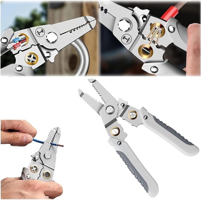 Multifunctionele Tang - Draadstripper Kniptang - Elektra Werk - Antislip Handvat - 1 Gram - Grijs