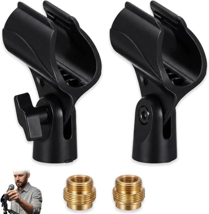 Verstelbare microfoonstandaard met antislip clip en adapter, ideaal voor podium, karaoke en live optredens, 2 stuks