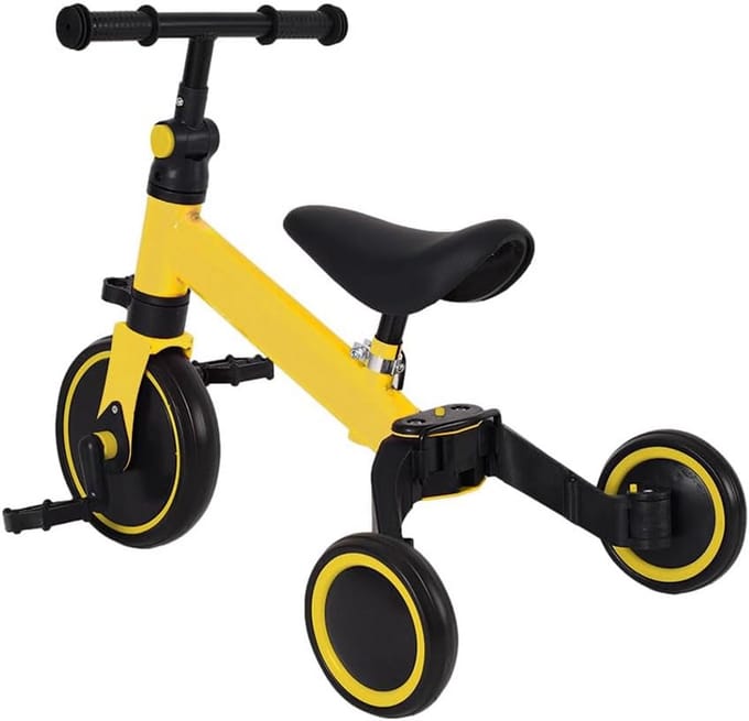 Loopfiets Drie-in-één met Pedalen en Duwstang voor Peuters en Kinderen