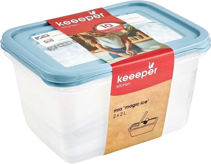 Keeeper - Vershoudbakjes set van 2 stuks - 2000 ml - Mia Magic Ice - Blauw