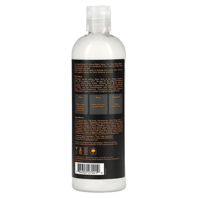 SheaMoisture, African Black Soap, Soothing Body Lotion, 369g (13oz) white