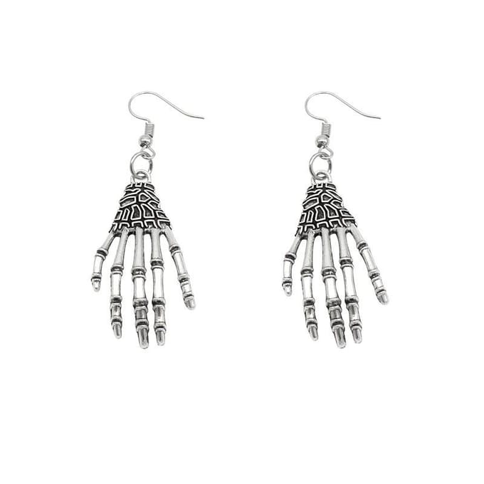 1 Paire Boucles d'Oreilles Crâne Gothique Rétro Halloween Bijoux Punk Street Fashion one-size white