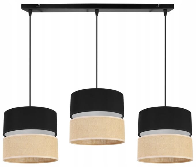 Hanglamp Juta Zwart/Beige - 3 Lampen - Boho Stijl