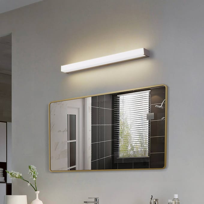 Lindby LED wandlamp Philippa, hoekig, 59 cm, aluminiumkleurig, IP44