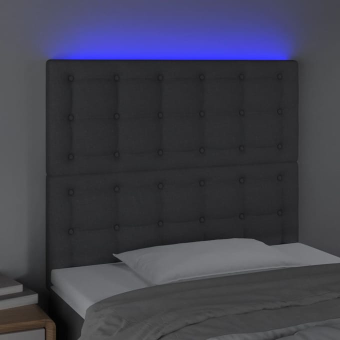 vidaXL - Hoofdbord - LED - 100x5x118/128 - cm - stof - donkergrijs