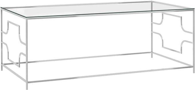 Stalen en glazen salontafel 120x60x45 cm