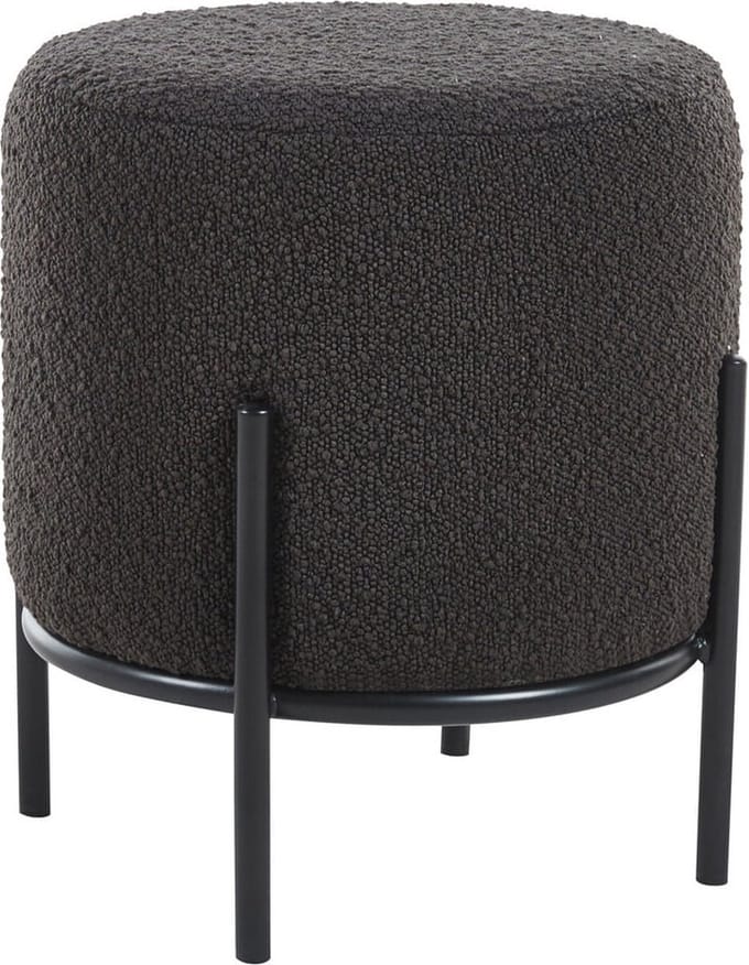 Poef Mia Antraciet - Bouclé - Breedte 35 cm - Diepte 35 cm - Hoogte 38 cm