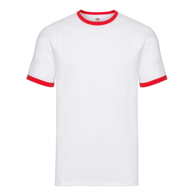 Fruit of the Loom Heren Ringer 160 T-Shirt (Wit/rood)
