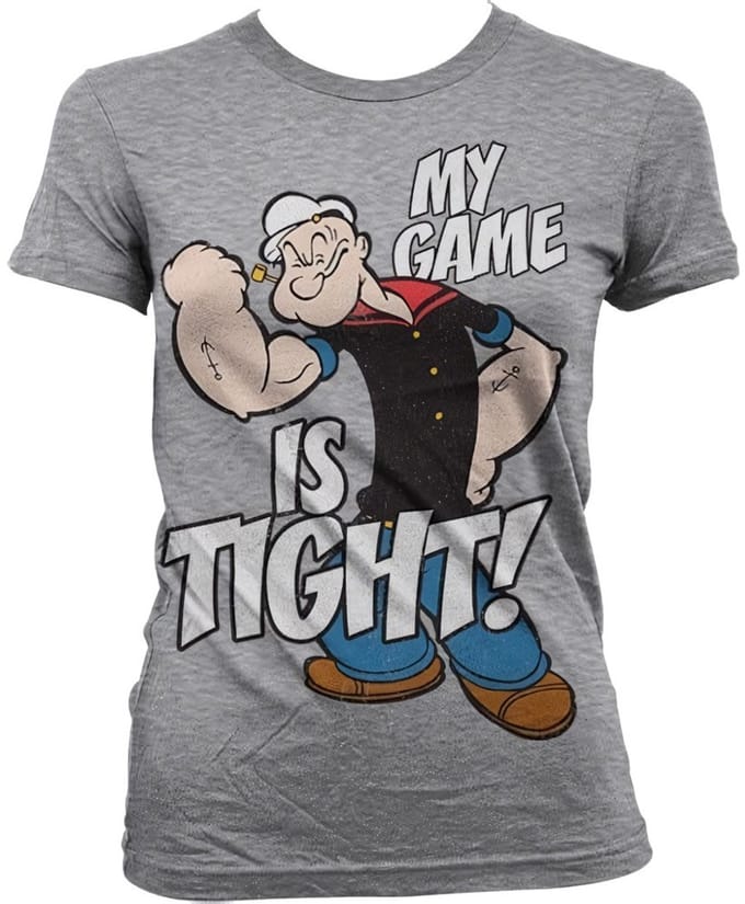 Popeye Game Is Tight Girly T-shirt voor dames, heathergrijs