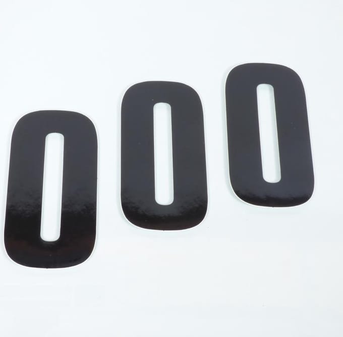 3 sticker autocollant numéro de course zéro 0 noir Blackbird 130x70mm pour motocross