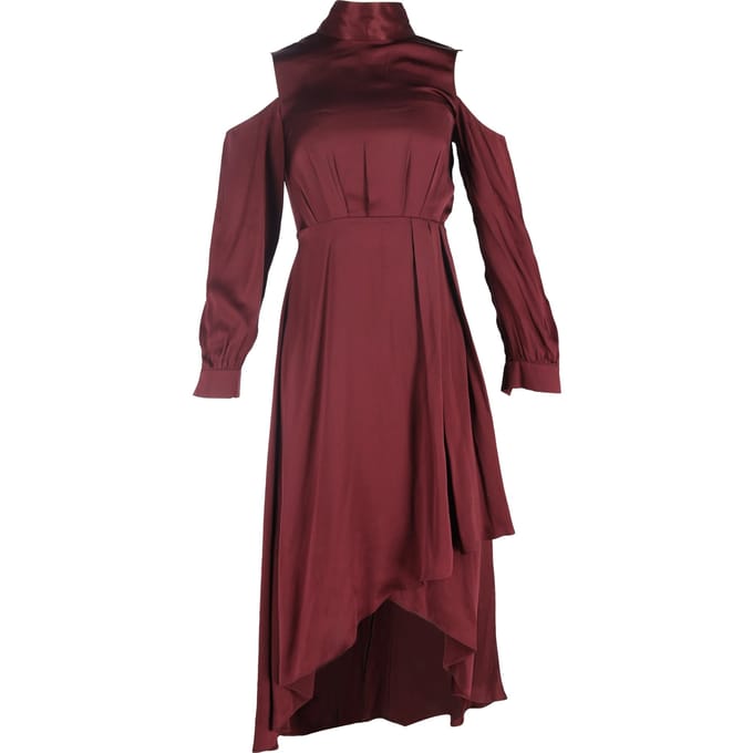 Diane von Furstenberg Cabernet midi-jurk in bordeauxrode zijde