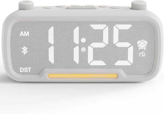 Digitale wekkerradio met Bluetooth, lichtwecker met USB oplader, batterijback-up, dimbaar, instelbaar volume voor diepe slapers