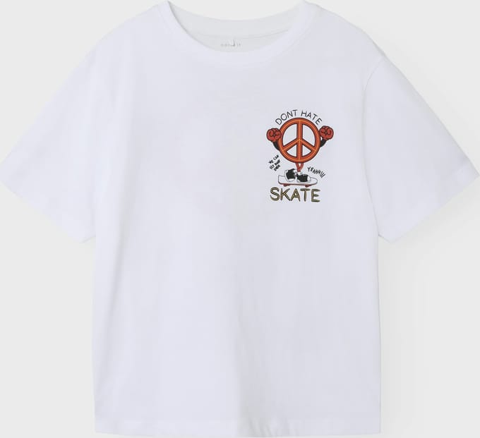 Name it t-shirt jongens - wit - NKMnuva - maat 122/128