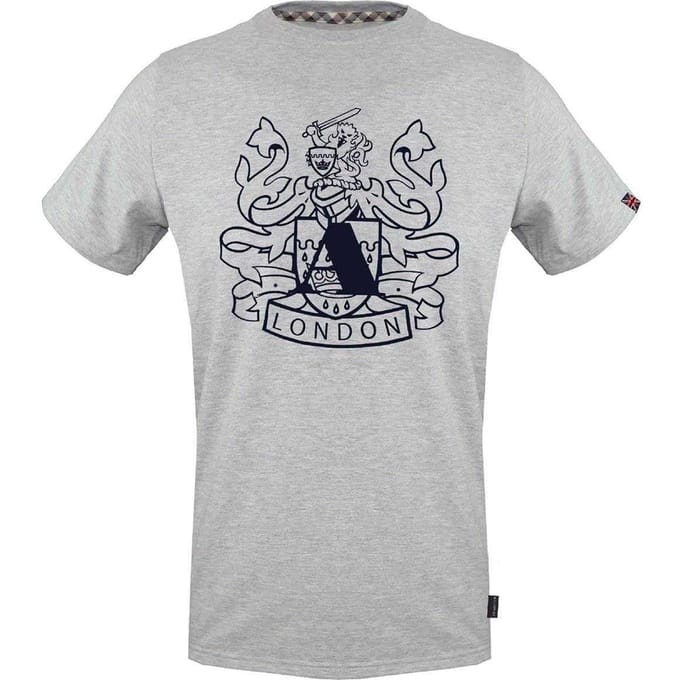 Aquascutum Heren Shield Logo Jersey Crew Neck T-Shirt (Grijs)