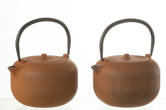 J-Line theepot - metaal - bruin - 2 stuks