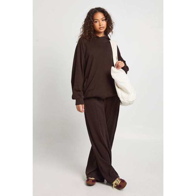 boohoo Dames Gewassen Raglan Naad Oversized Hoodie | Chocoladebruin | Maat: Medium
