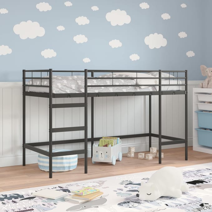 vidaXL - Kids'loftbedframe - Effen - Zwart - 100 - x - 190 - cm - Staal