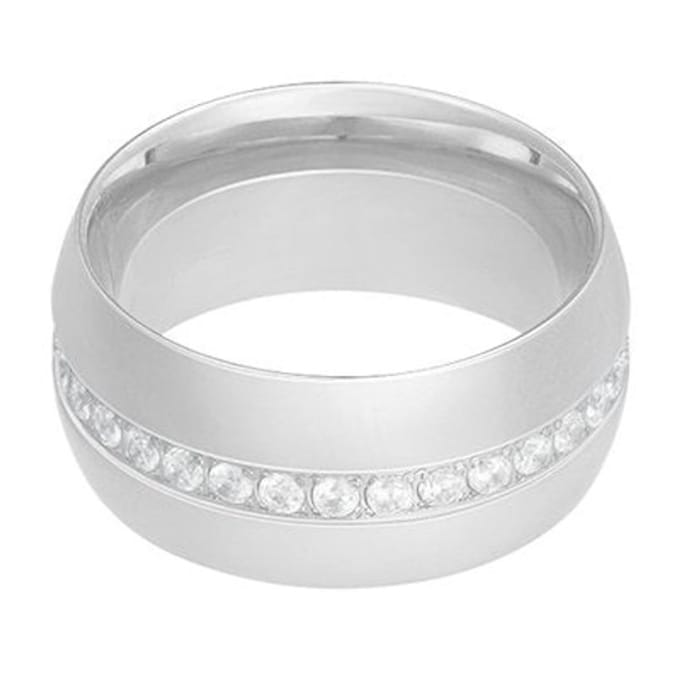 Yehwang Ring Breed Steentjes zilver maat 16