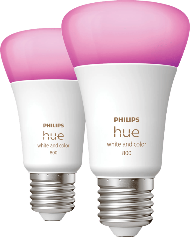 Philips Hue Slimme Lichtbron E27 Duopack - wit en gekleurd licht - 6.5W - Bluetooth - 2 Stuks