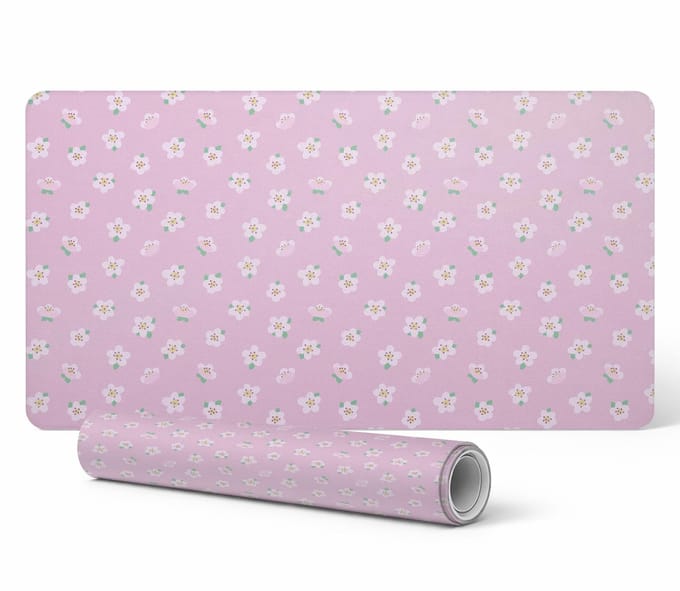 Antislip bureauonderlegger met pastelkleurig bloemenpatroon 120x60 cm