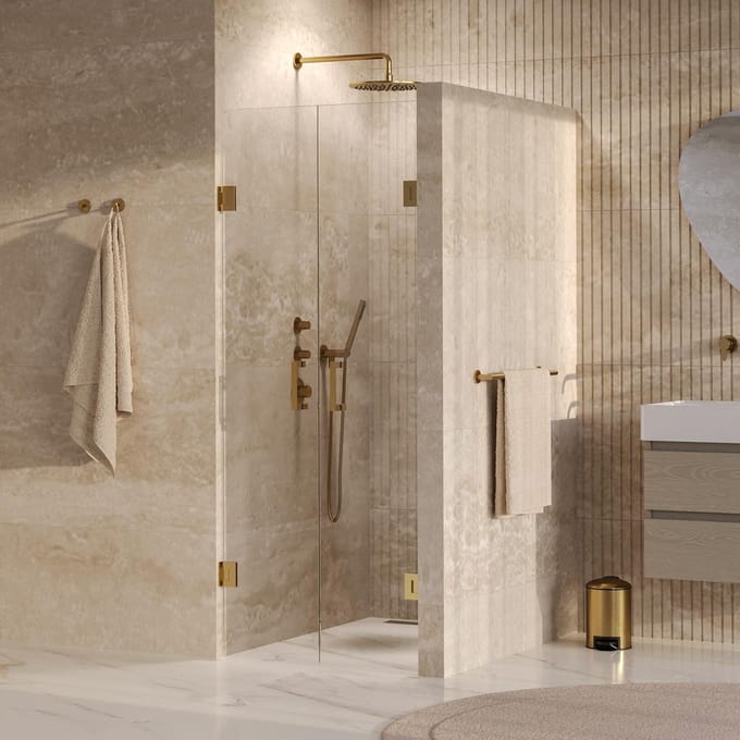 Brauer Void - Pendeldeuren - Helder Glas - 60 x 200 cm - incl. Glascoating - PVD Goud Geborsteld