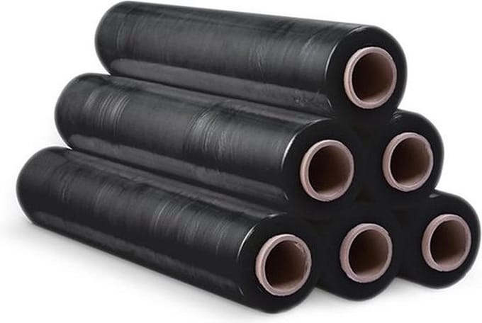 Handwikkelfolie Stretchfolie Zwart - 50cm x 300m x 20my