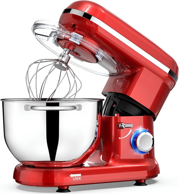 KAD® Deegmachine - Elektrische Deegmixer - Keukenmixer - Rood - 42cm x 27cm x 36cm