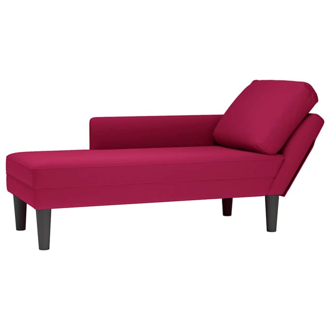 vidaXL - Chaise - longue - met - kussen - en - rechterarmleuning - fluweel - wijnrood