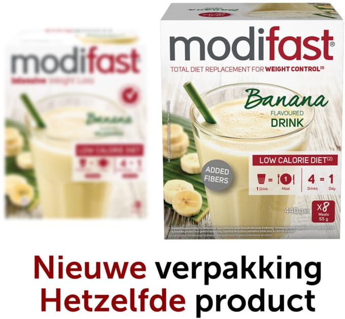 Modifast Weight Control Milkshake Banaan - 2 x 8 x 55 gr - Voordeelverpakking