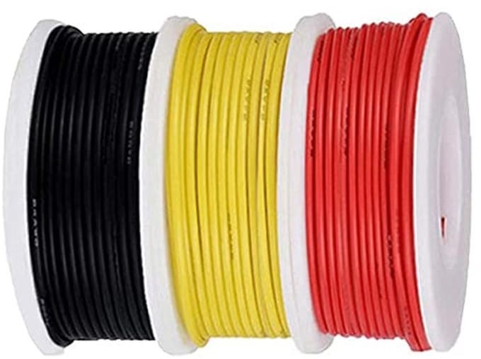 Siliconen Draad Set - Aansluitkabel Elektriciteit - Doe-het-zelf Projecten - Hoge Temperatuurbestendig - 3x 7 meter - Zwart Rood Geel