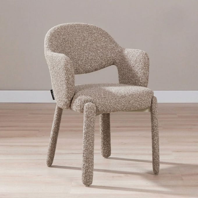 Bronx71® Eetkamerstoel June bouclé bruin - stoel
