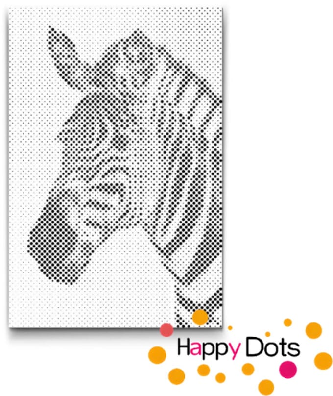 HappyDots DOT Painting Wildlife - Zebra - Stippelschilderij - 20x30cm