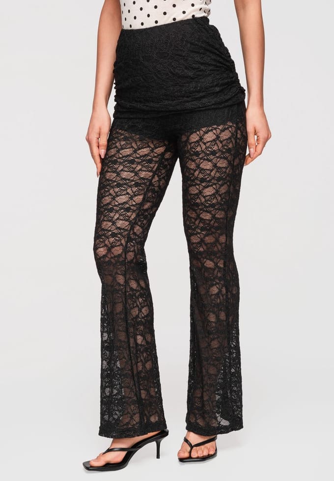 OMBRE Broek - Slim Fit - Gebloemd - Broek Zwart ONESIZE