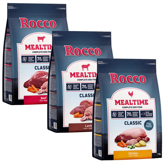 3x1kg Rund, Kip & Lam Rocco Mealtime Hondenvoer