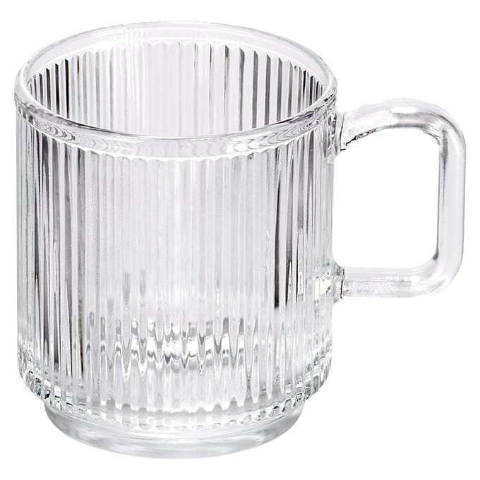 Vilde Glazen 350ml 12 Stuks - Geribbeld Glas, Vaatwasmachinebestendig