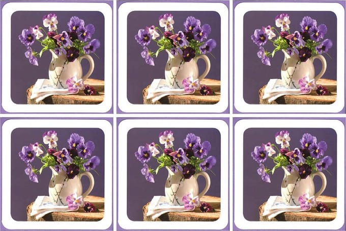 6 Wenskaarten met envelop - Vierkant - Blanco - Bloemen - Gekleurde envelop - 16 x 16 cm