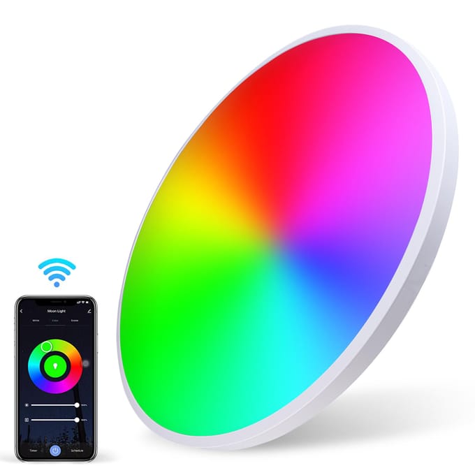 Een C110-120V 24W Intelligente 84LEDs Plafondlamp BT/ Draadloos Verbonden Modus Tuya Telefoon App & US Plug red