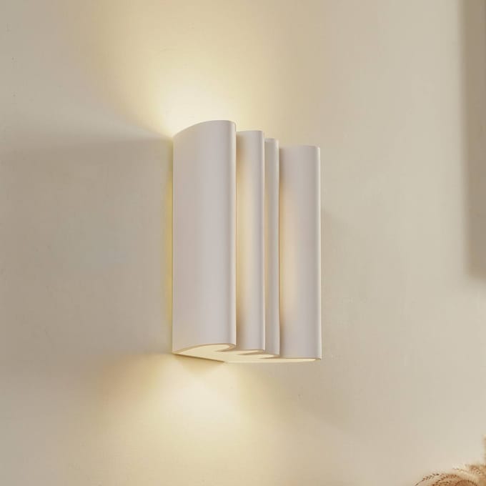 Lindby - wandlamp - 2lichts - Gips, metaal - H: 25.7 cm - G9 - wit