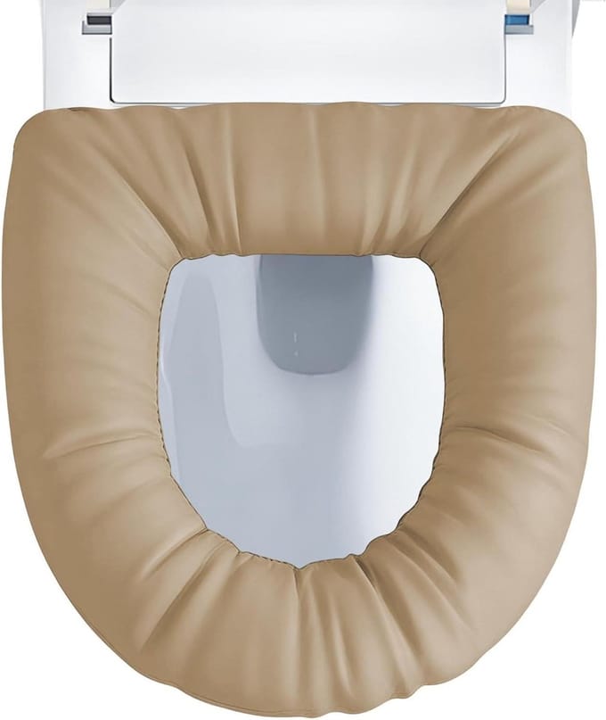 Toiletkussen - Toiletbrilhoes - Comfortabel Zitten - Waterdicht Elastisch - Universele Pasvorm - Khaki