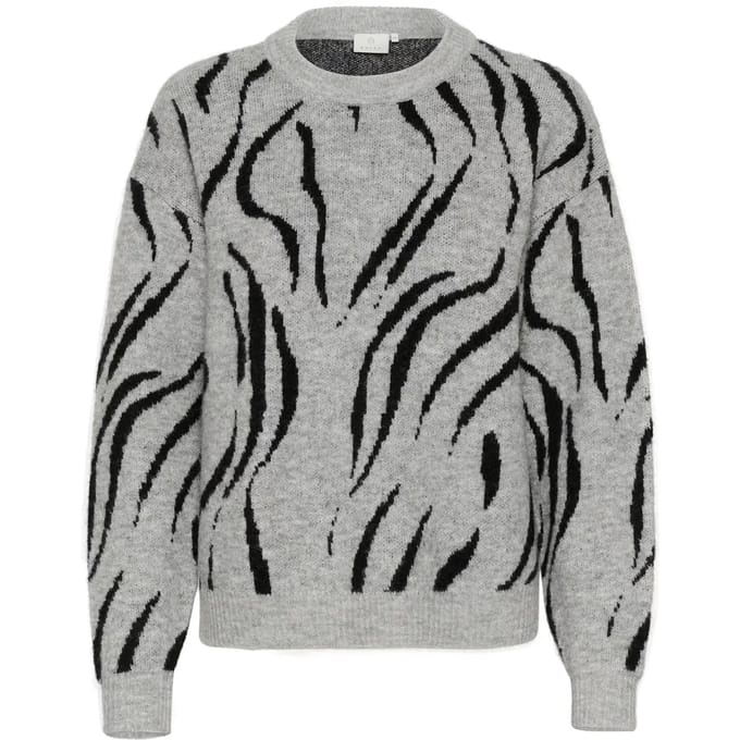 Kaffe Trui Kabillie Knit Pullover 10509148 106537 Grey Melange/black Dames Maat - XS