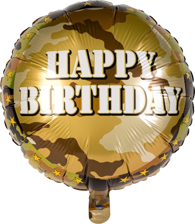 UNIQUE - Folie ballon Happy Birthday camouflage 45 cm