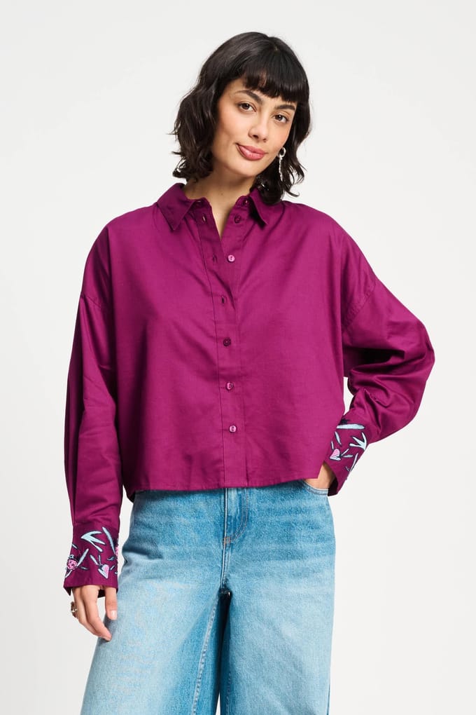 POM Amsterdam Blouse - Plum Melange Taglia: 44 | Magliette intime Outlet | Donna | Magenta