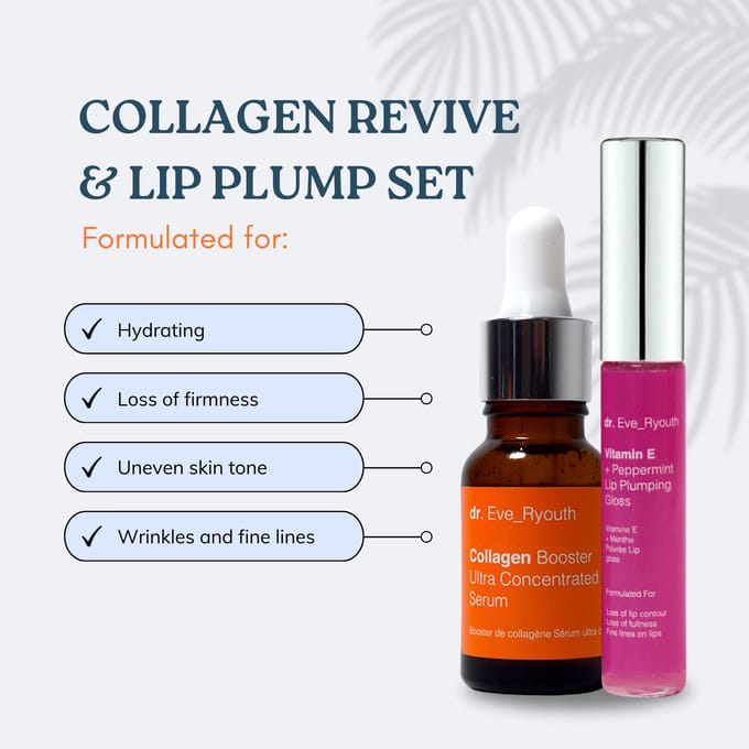 Collageen Booster Ultra Geconcentreerd Serum 15ml + Vitamine E en Peppirment Lip Plumps 8ml