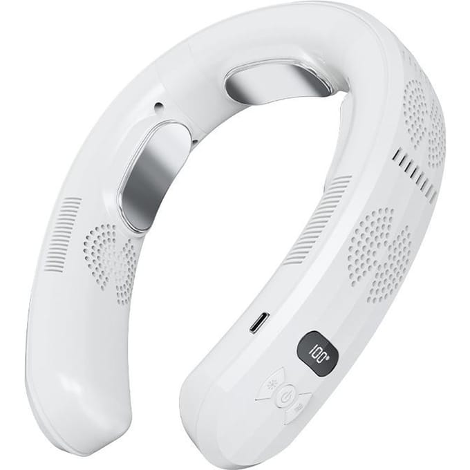 2024 Nekventilator 6000mAh Mini USB Digitaal display Oplaadbare draagbare ventilator Krachtige snelle luchtkoeling Bladeless mobiele ventilator Buitenkoeler wit