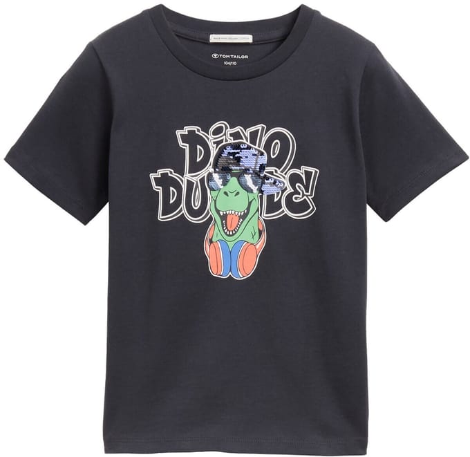 Tom Tailor - T-shirt met omkeerbare pailletten - Maat 92/98 - coal grey