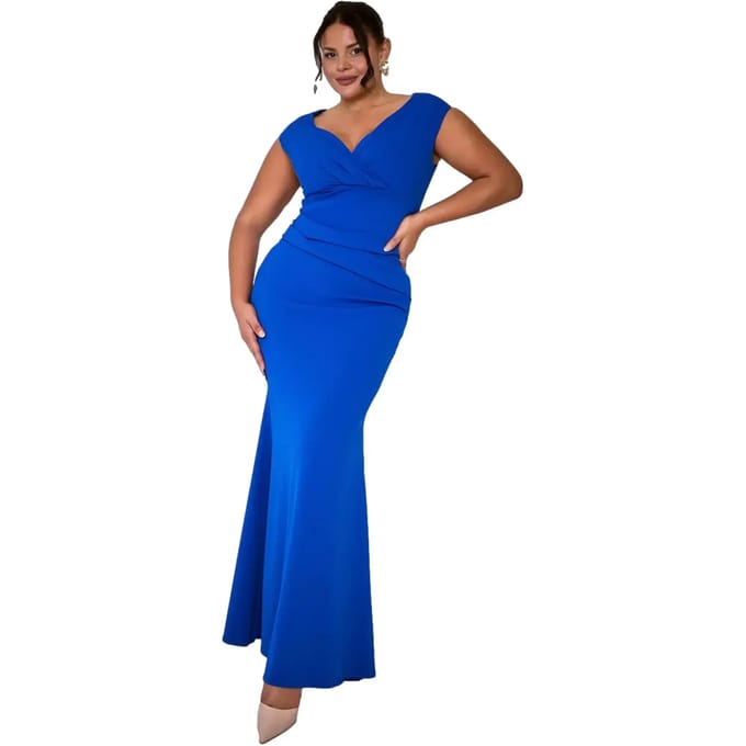 Damesjurk met plooi Goddiva Bardot Maxi