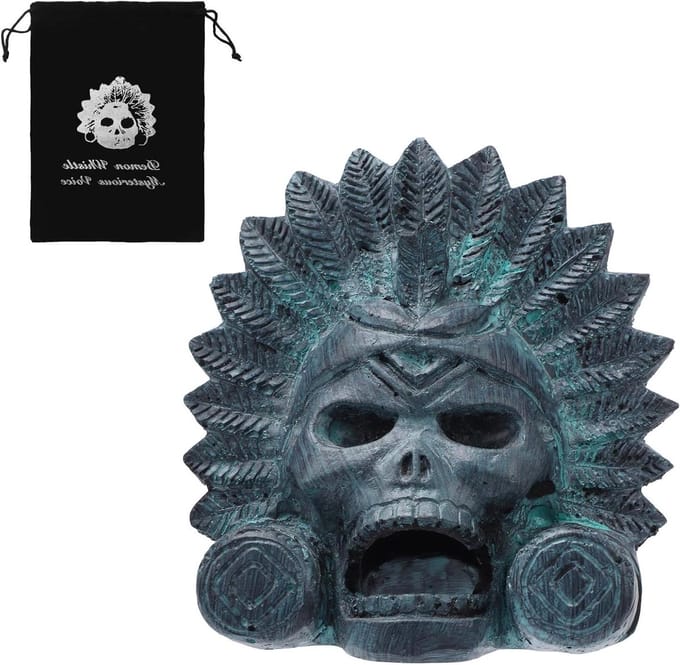 Azteekse Doodsfluit - Demonenfluit Oorlogsfluit - Halloween Pranks - Bronzen Ware Design - 10x9cm Fluit - Bronskleur
