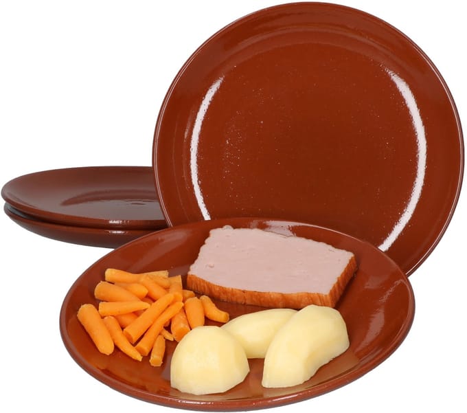 Set van 4 taartborden van klei 23cm - 99530